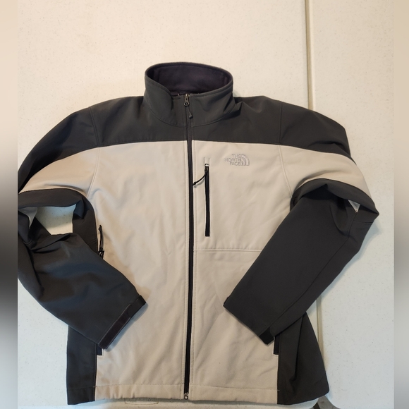 The North Face Mens M Apex Bionic Jacket Soft Shell Full Zip Pockets Black Gray - Picture 1 of 11
